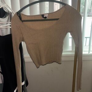 H&M Ribbed Tan Long Sleeve Top